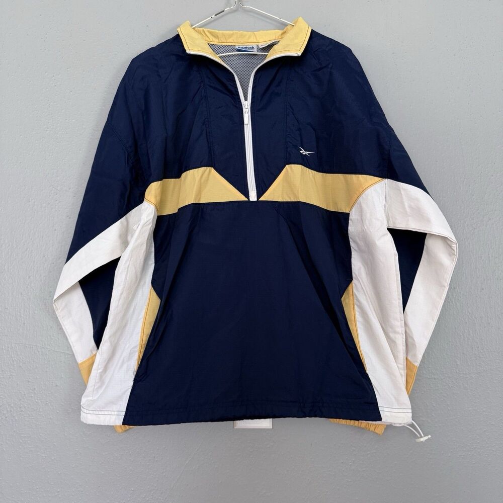 Reebok vintage 90s blue and yellow windbreaker for men size XL
